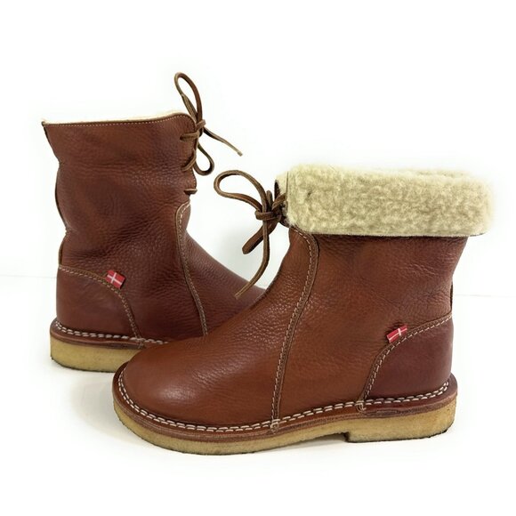 Duckfeet Arhus Shearling Lined Leather Boots Womens EU 38 US 7.5 8 Brown Crepe,All Products : American Fashion Style Bags On Sale